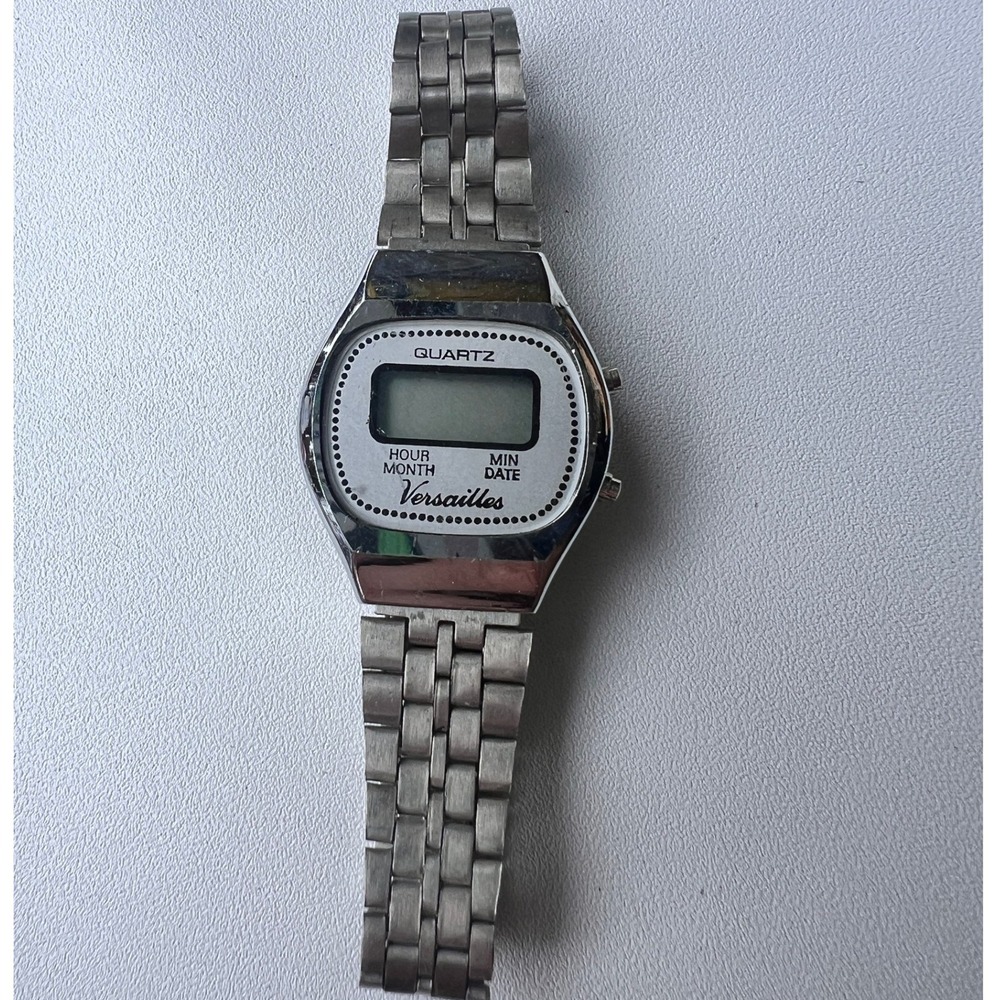 Vtg Versailles Women's Wrist Digital Watch Quartz Silver Tone Needs Battery Hong